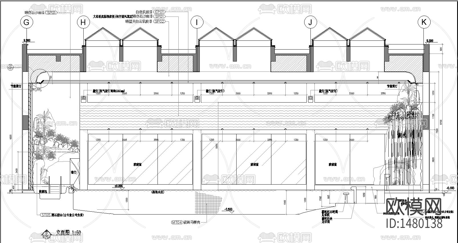 花园游泳池cad节点图下载（渲染图4）