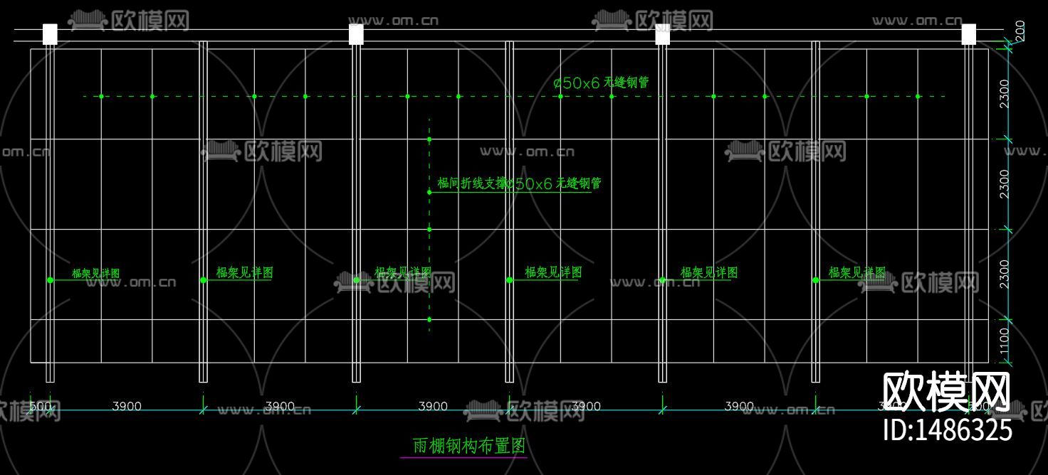 酒店钢结构雨棚cad图库下载（渲染图6）