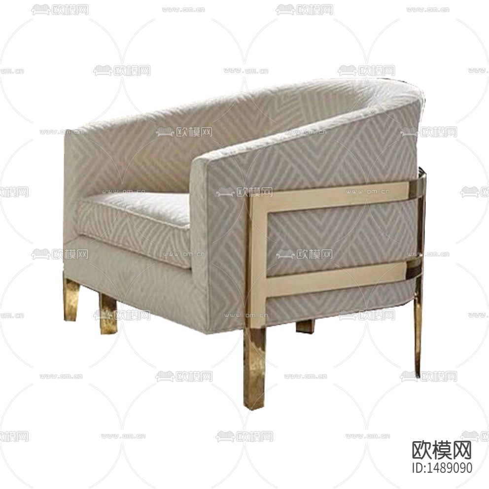 现代轻奢不锈钢布艺条纹单人沙发下载