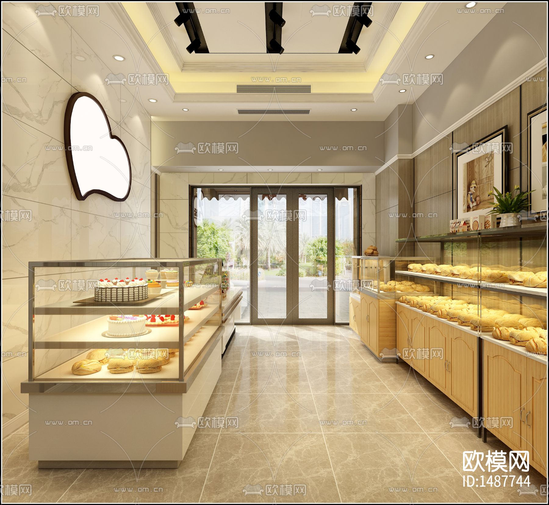 面包蛋糕店cad施工图下载（渲染图6）