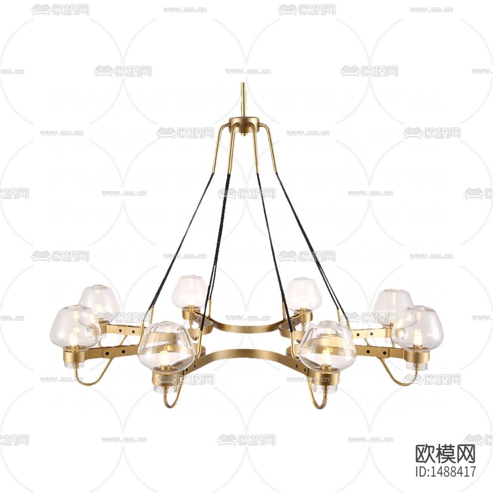 现代轻奢不锈钢玻璃吊灯下载