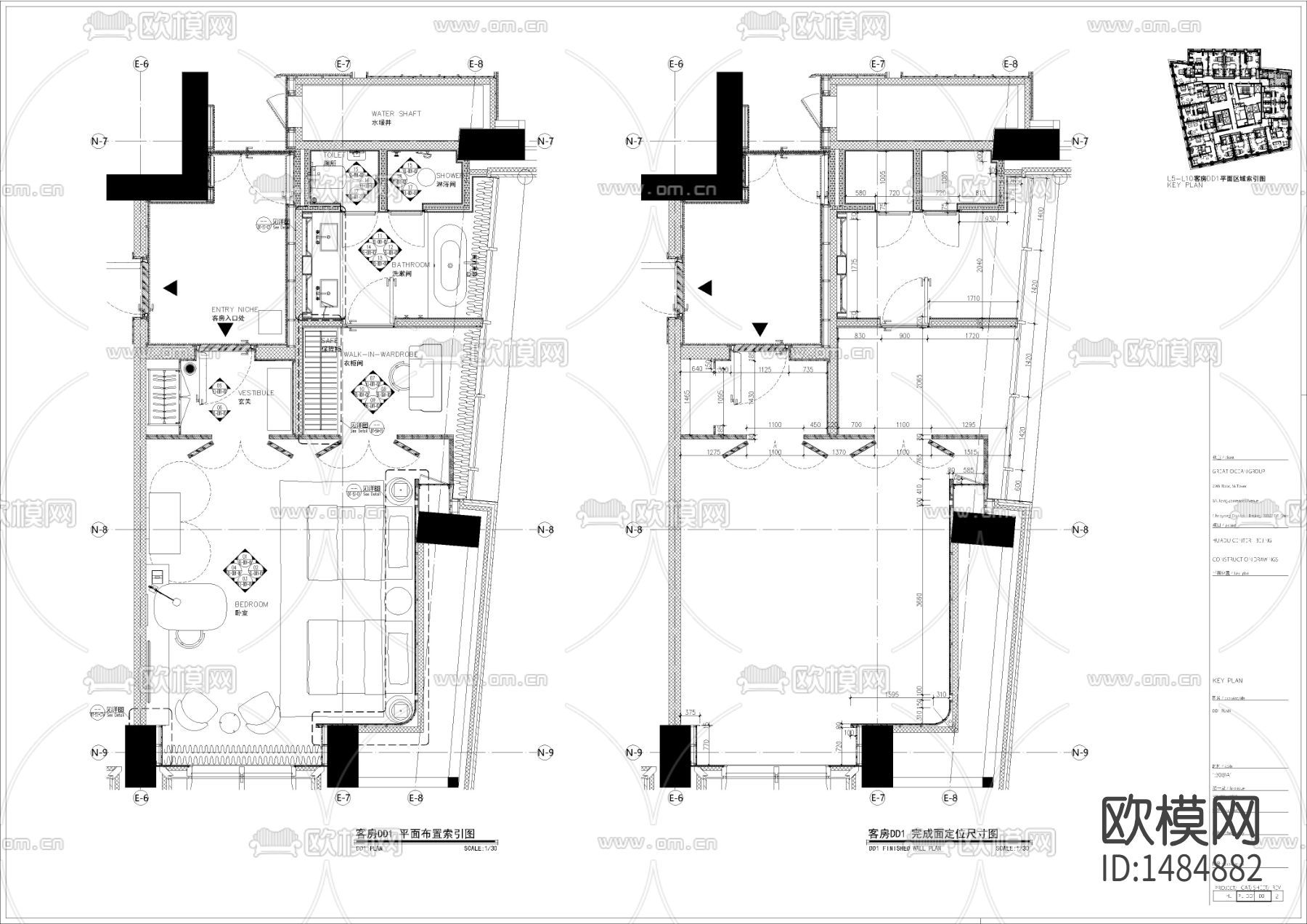 样板间cad施工图下载（渲染图1）