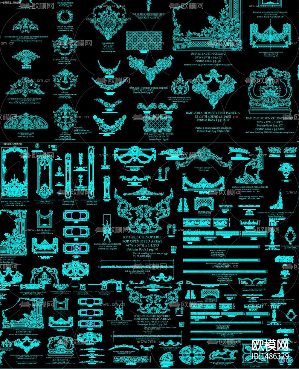 经典法式雕花cad图库下载（渲染图6）