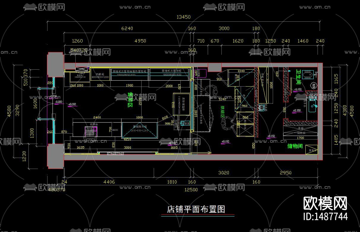 面包蛋糕店cad施工图下载（渲染图4）
