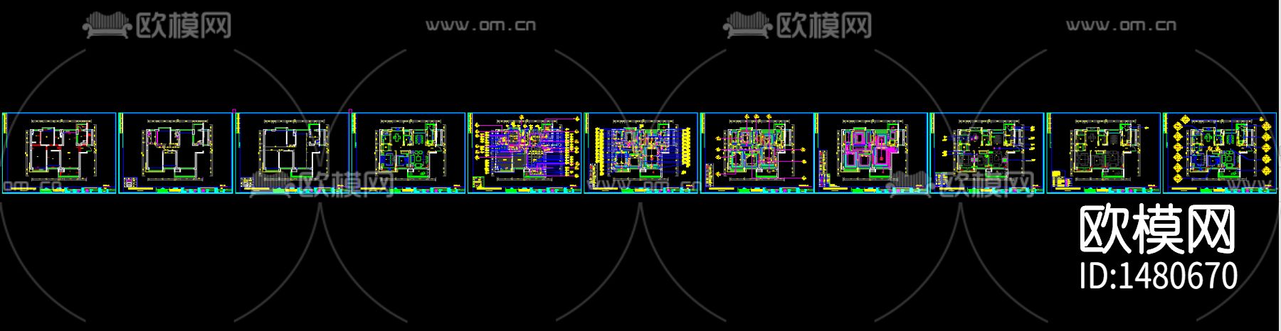 现代样板房cad施工图下载（渲染图3）