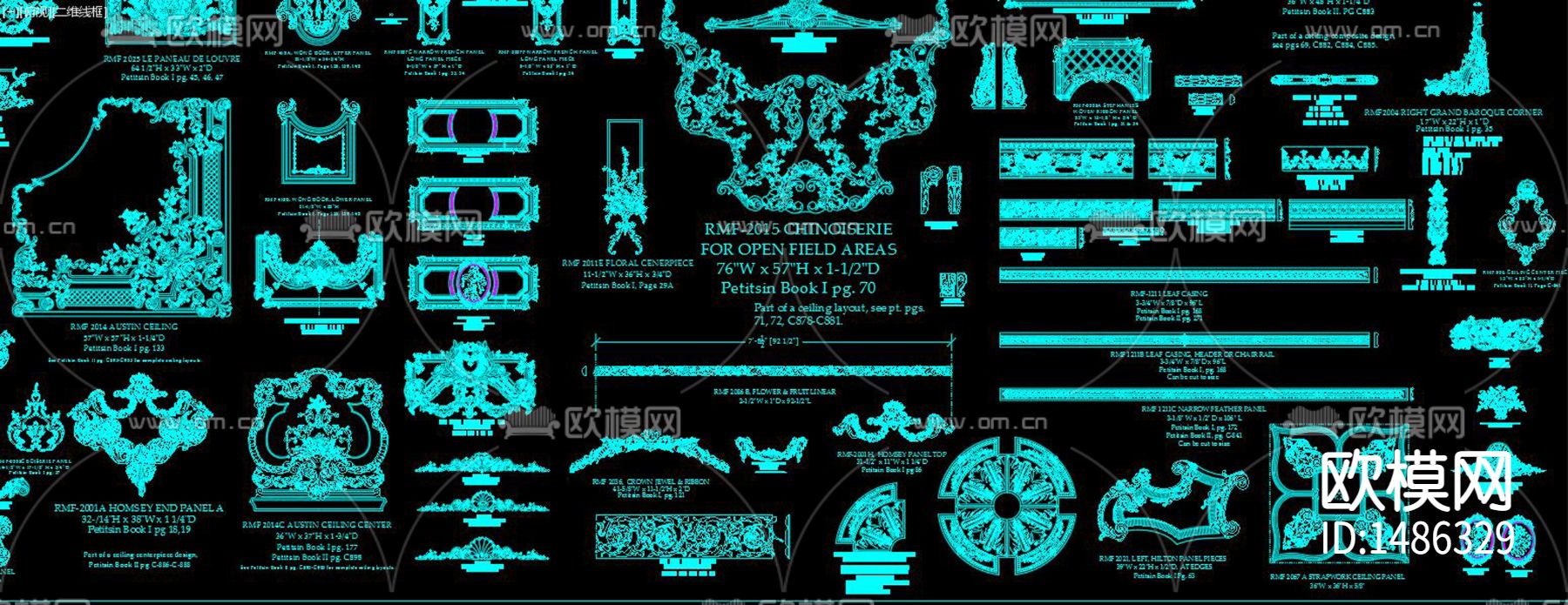 经典法式雕花cad图库下载（渲染图7）