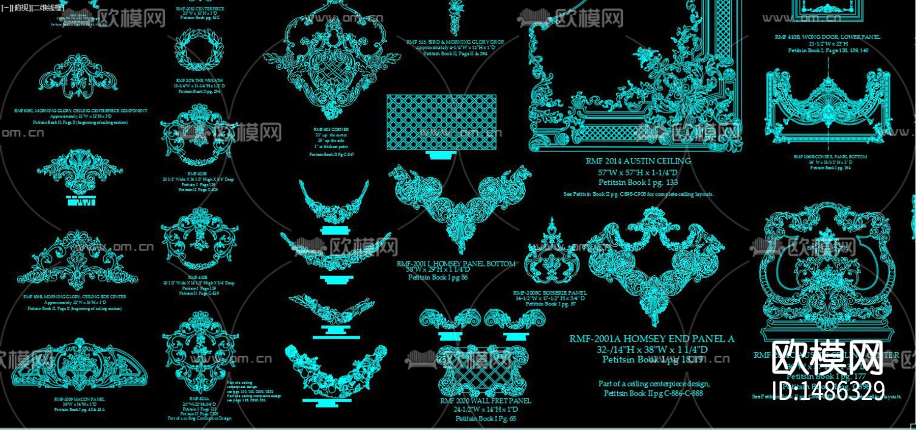 经典法式雕花cad图库下载（渲染图3）