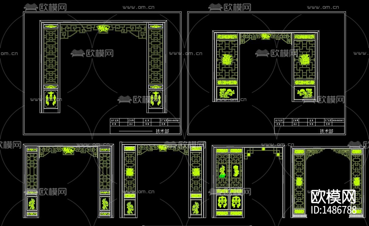 中式雕花cad图库下载（渲染图3）