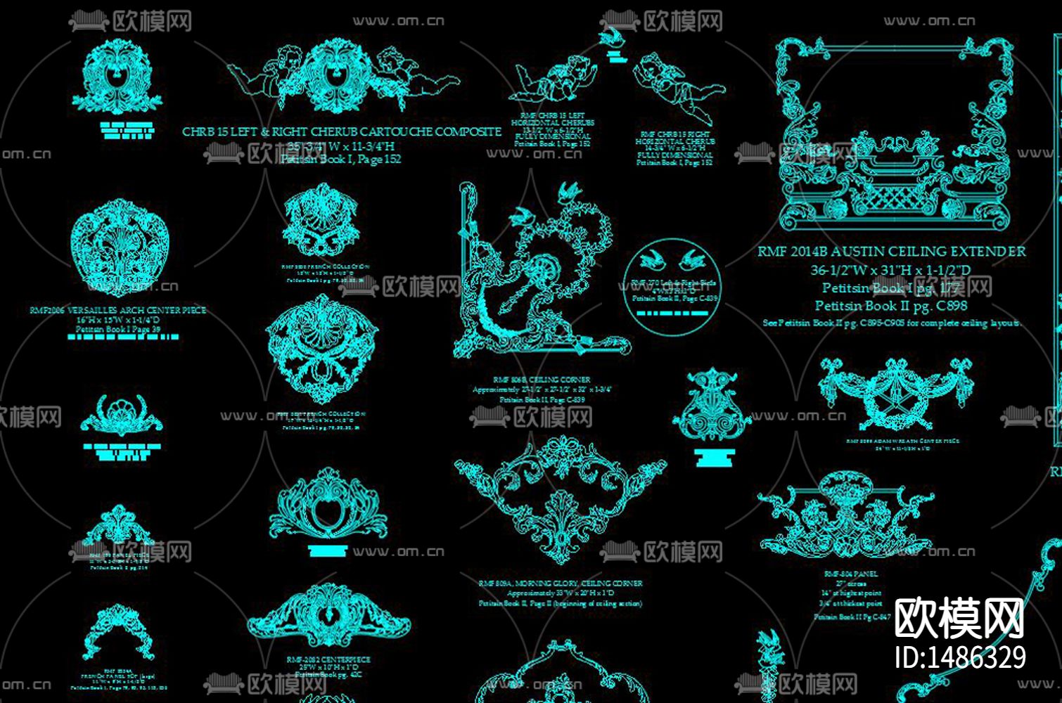 经典法式雕花cad图库下载（渲染图1）