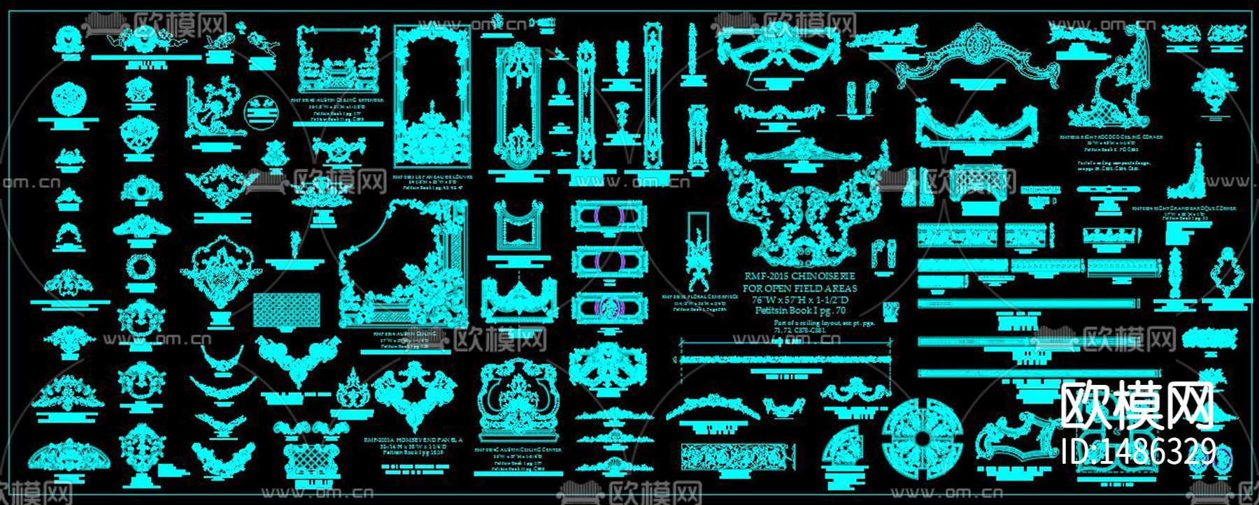 经典法式雕花cad图库下载（渲染图8）