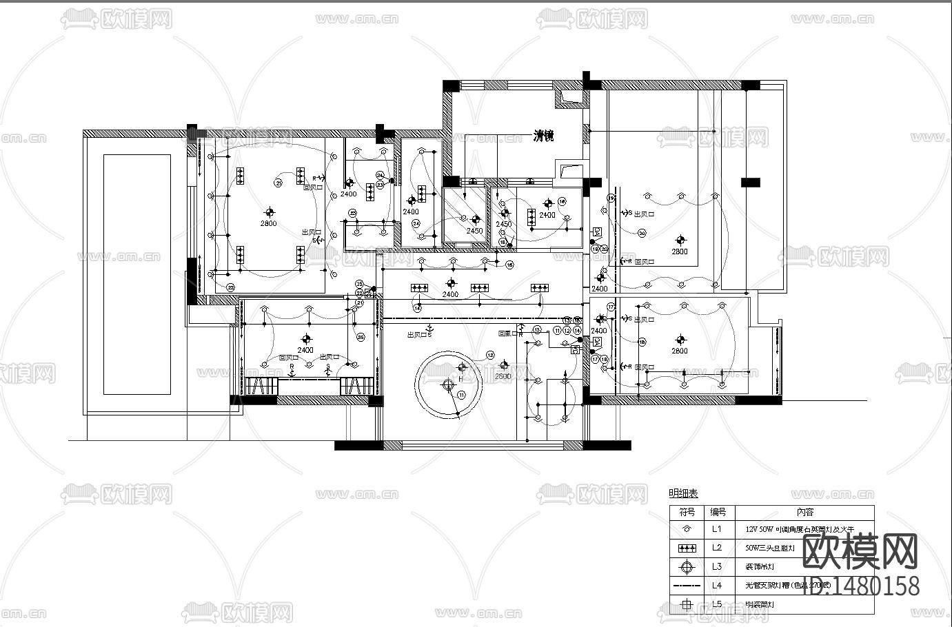 水岸星城D2型别墅样板间cad施工图下载（渲染图7）