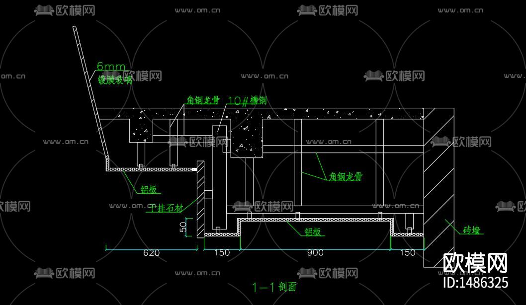 酒店钢结构雨棚cad图库下载（渲染图7）