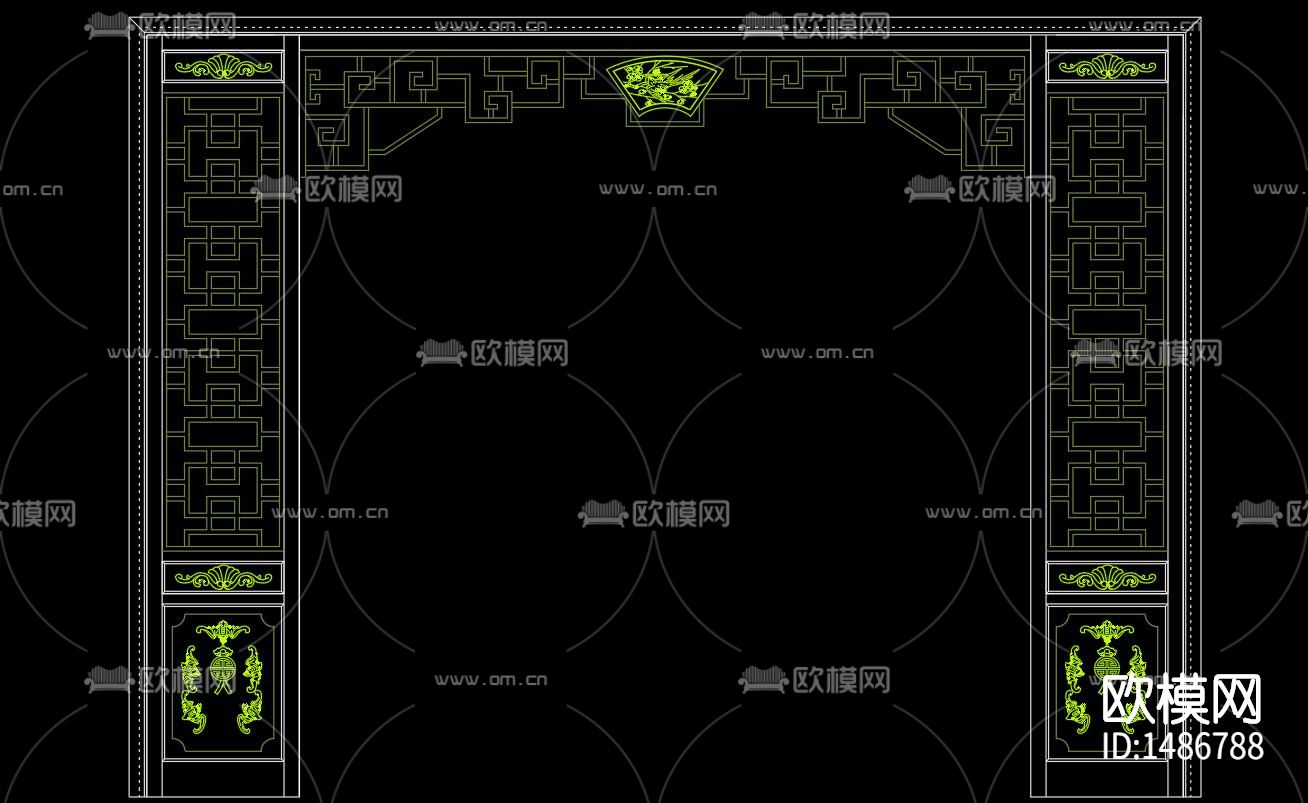 中式雕花cad图库下载（渲染图2）