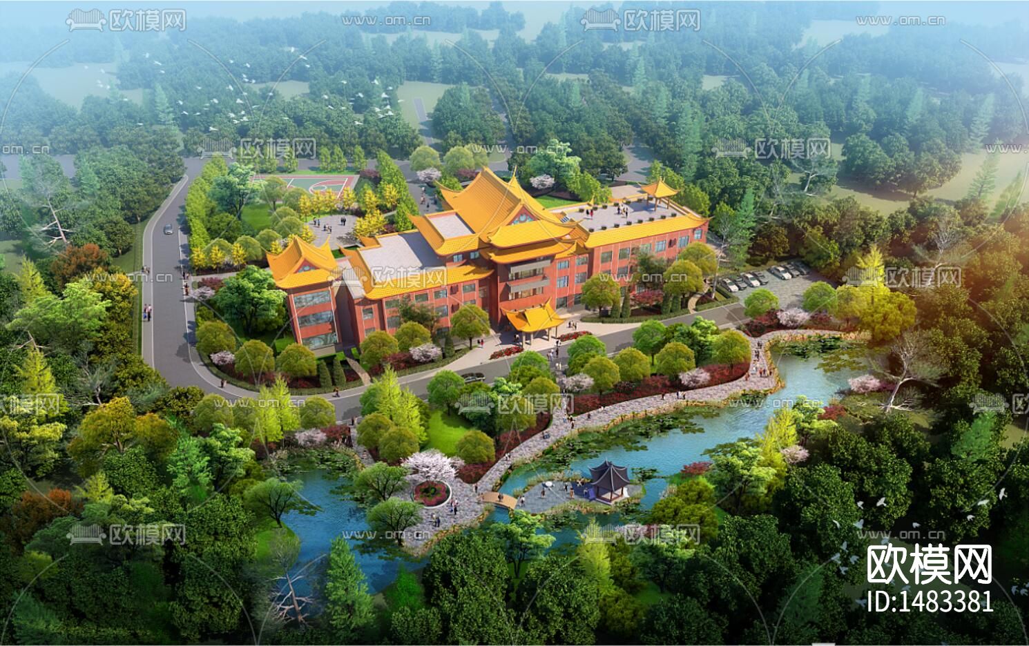 疗养院cad施工图下载（渲染图1）