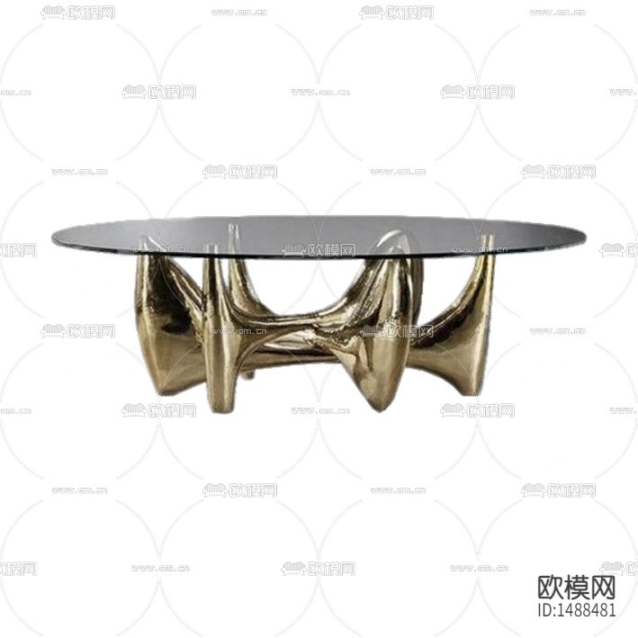 现代轻奢异形不锈钢玻璃圆形茶几下载