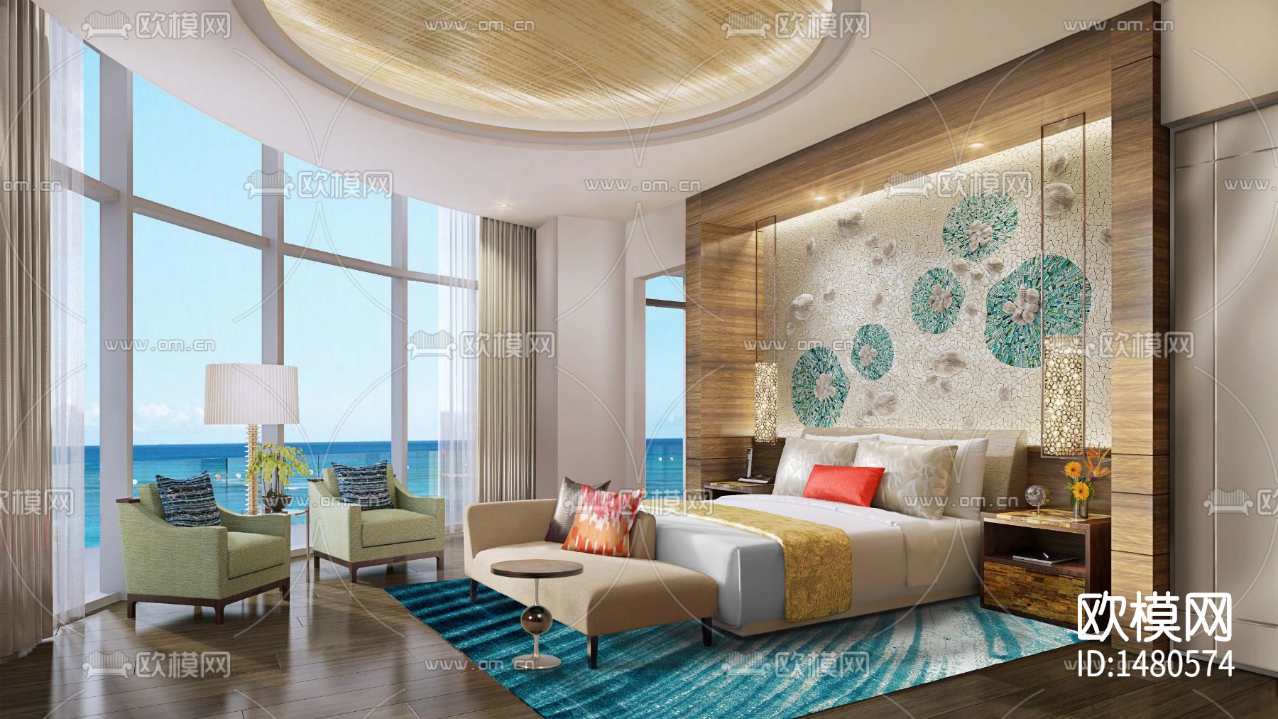 豪华酒店行政套房cad施工图下载（渲染图1）