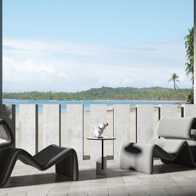  现代布艺躺椅su模型 