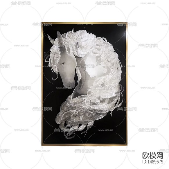 现代简约创意白马梦之恋装饰画下载