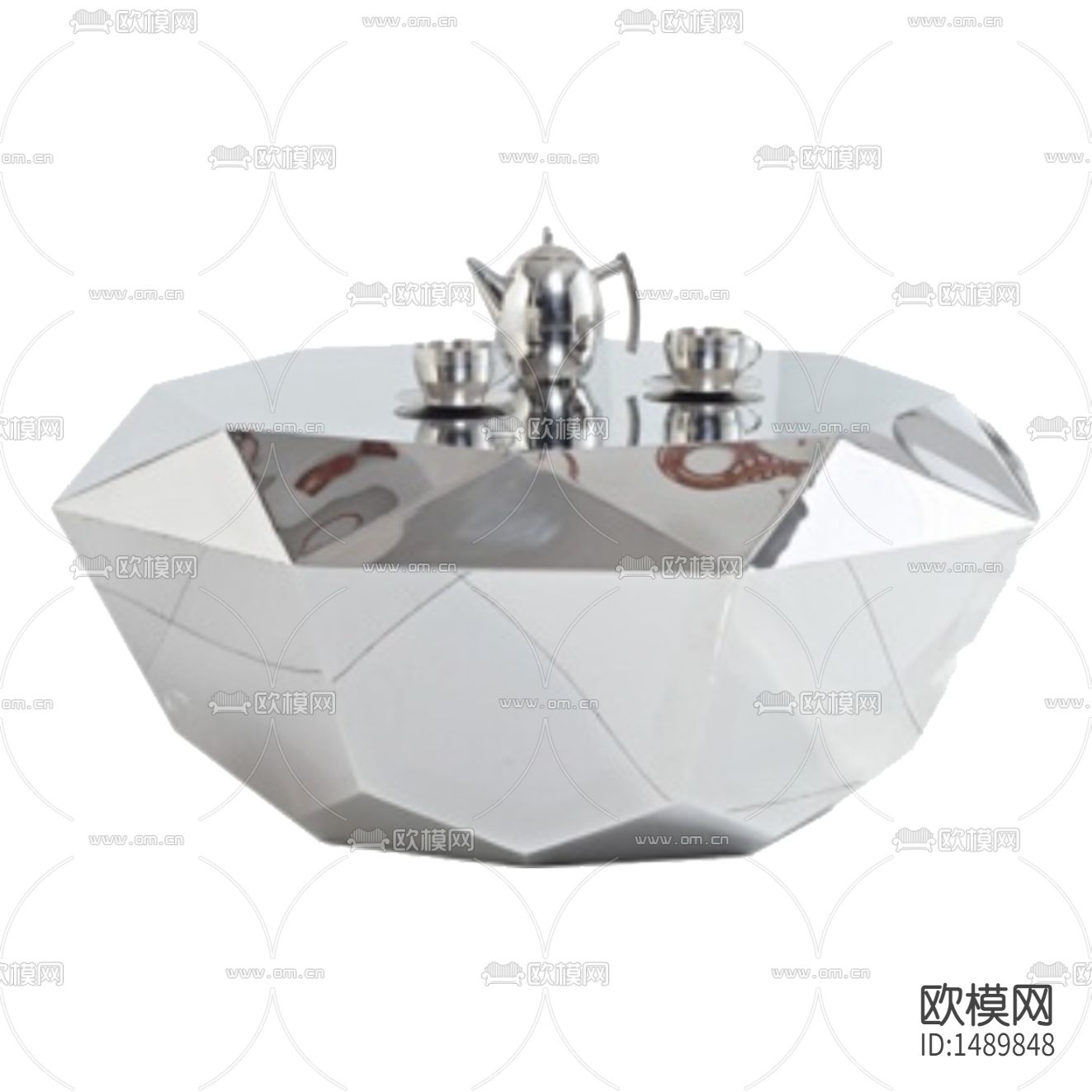 现代简约创意实木不锈钢几何茶几下载