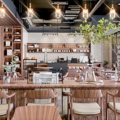  现代咖啡厅su模型 