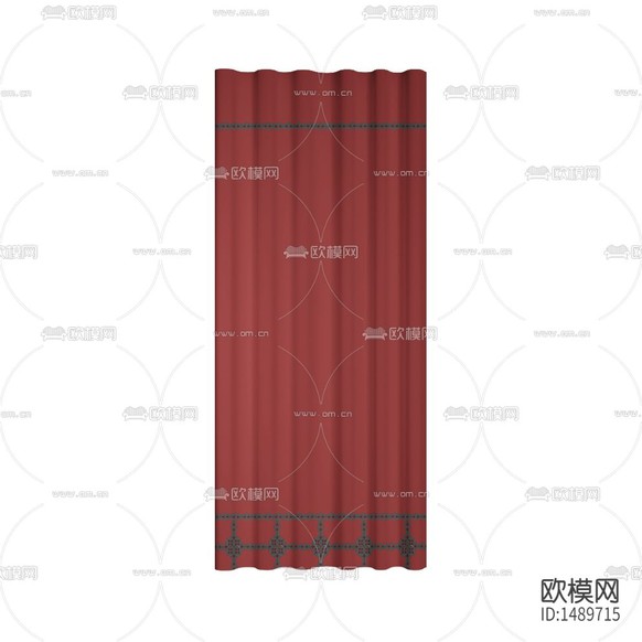 新中式创意印花红色布艺遮光窗帘下载