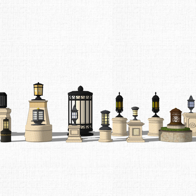  现代草坪灯景观灯su模型 