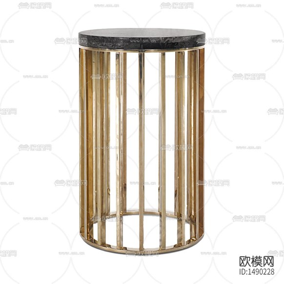现代轻奢创意金属大理石圆形边几下载