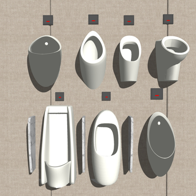  现代小便斗su模型 