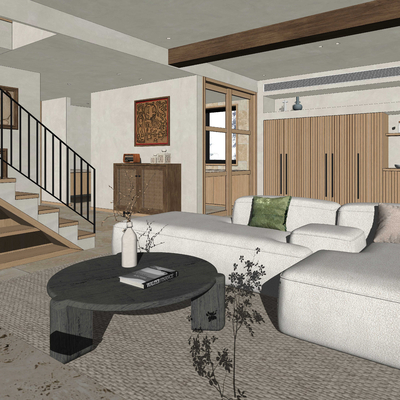 客厅su模型下载-sketchup模型库-3dmax模型免费下载-欧模网