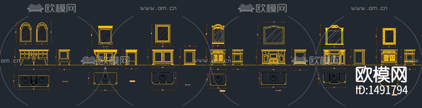 现代浴室柜CAD图库