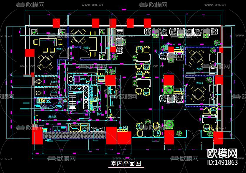 现代奶茶咖啡店设计施工图下载（渲染图5）