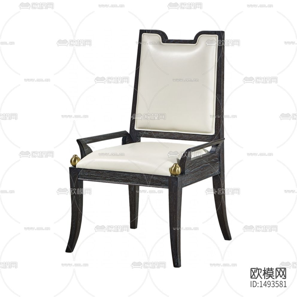 新中式复古实木皮革餐椅下载