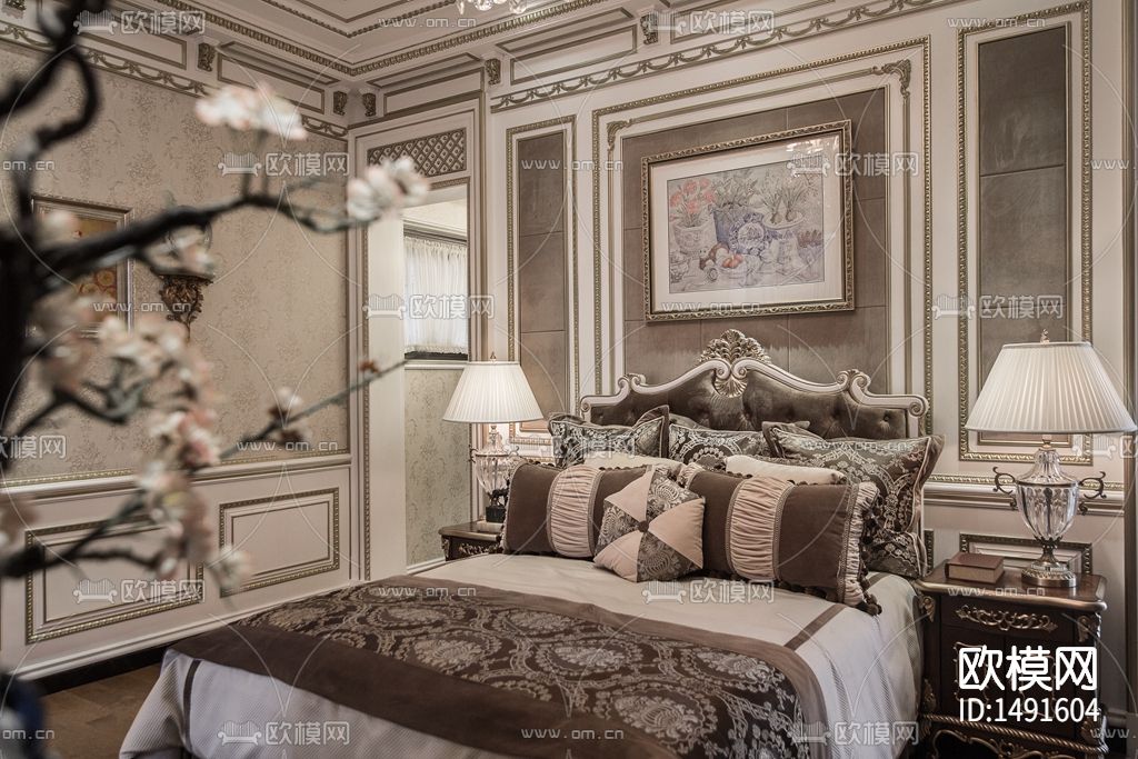 法式宫庭别墅cad施工图纸下载（渲染图5）