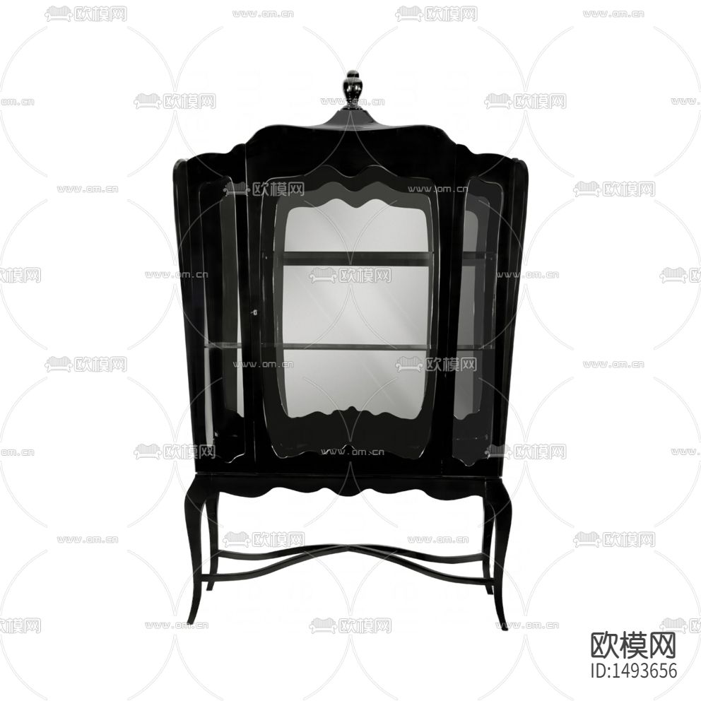 美式轻奢实木玻璃展柜下载