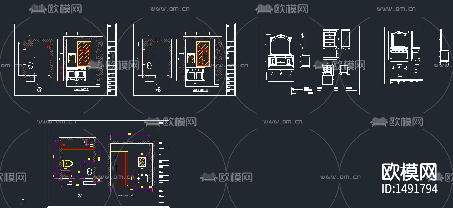 现代浴室柜CAD图库