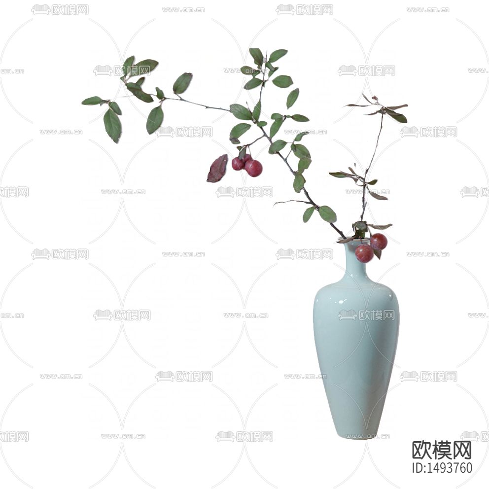 新中式禅意青釉陶瓷花瓶摆放花艺下载