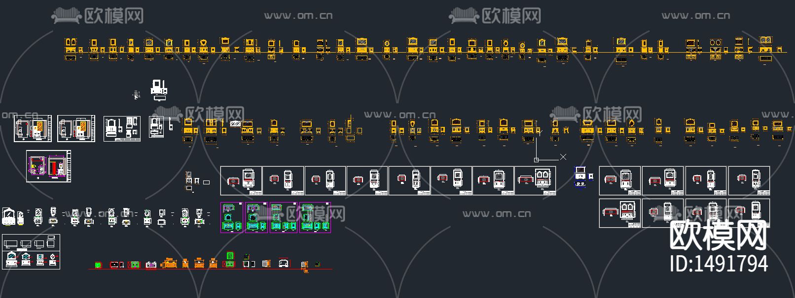 现代浴室柜CAD图库