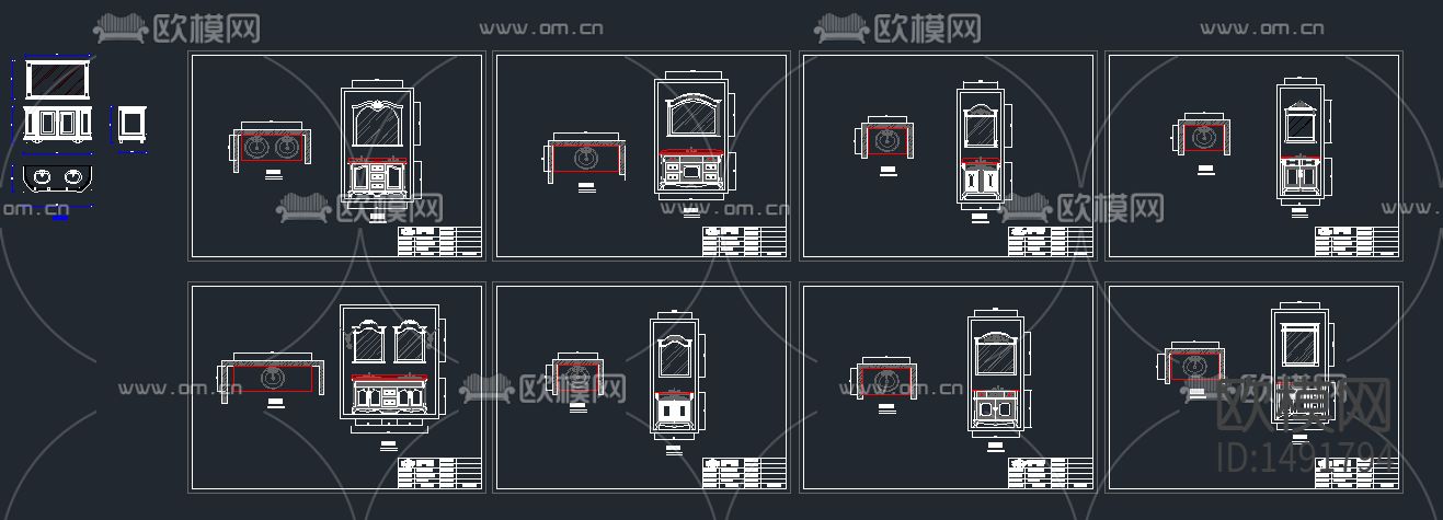 现代浴室柜CAD图库
