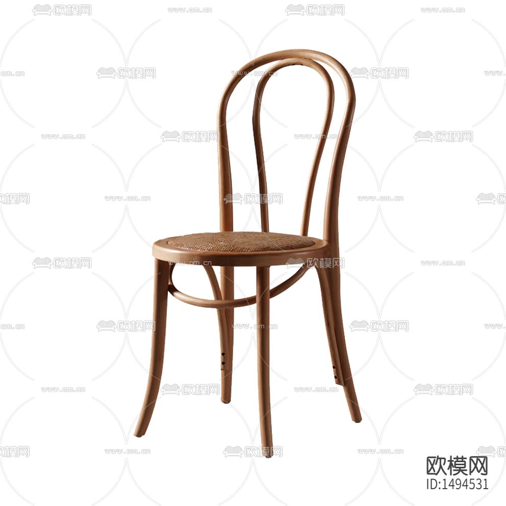北欧复古做旧实木藤编餐椅下载