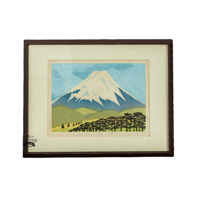  日式简约富士山简笔画装饰画 
