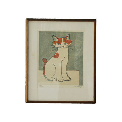  北欧简约创意小猫简笔画装饰画 