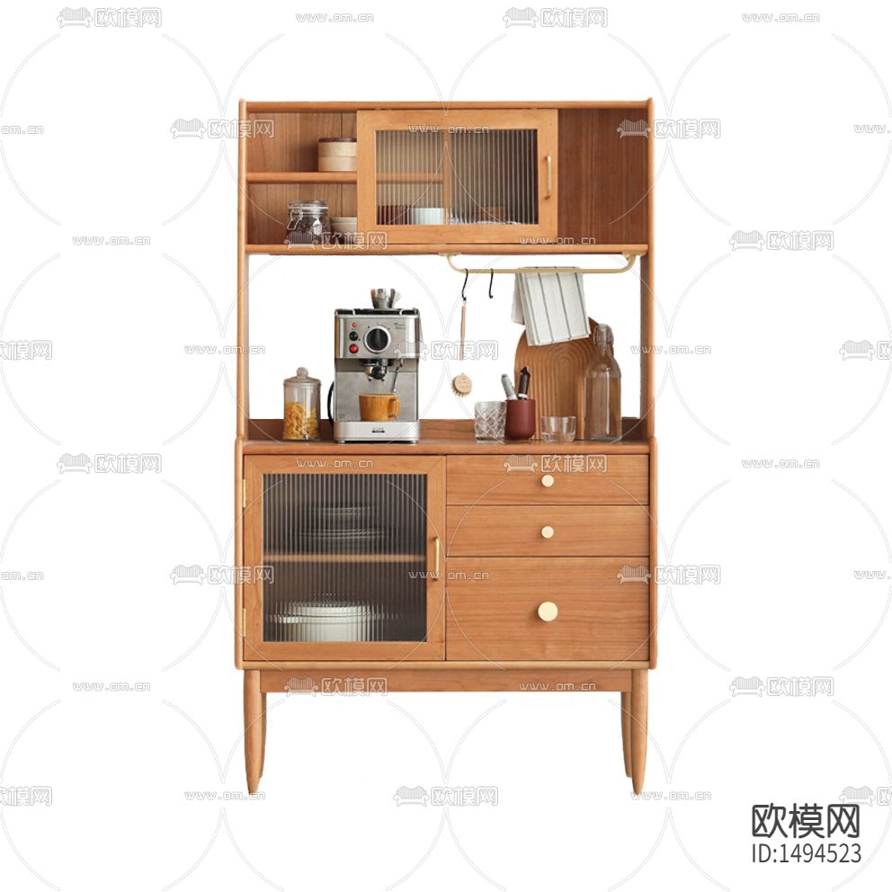 北欧简约创意实木玻璃餐边柜下载