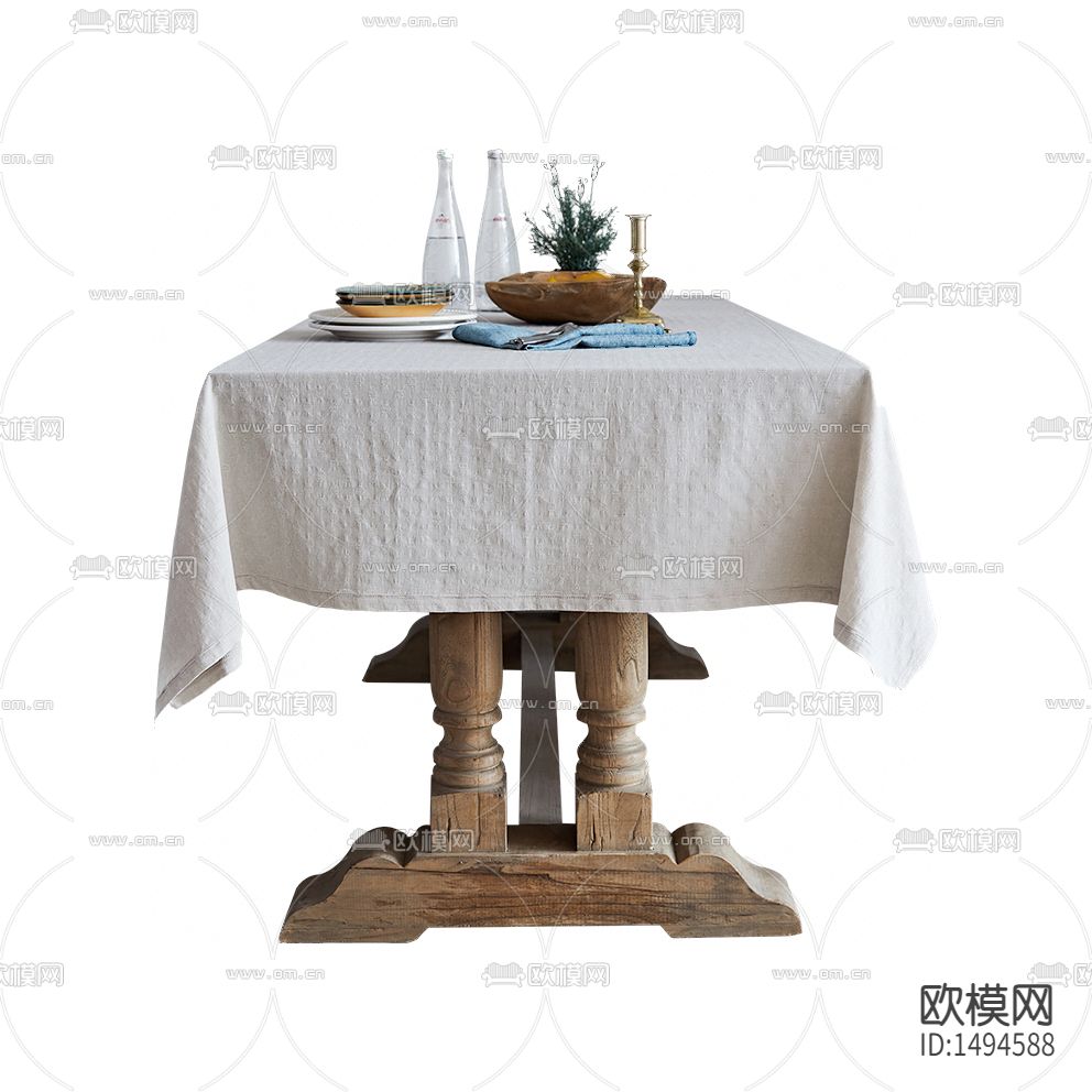 北欧复古做旧实木餐桌下载