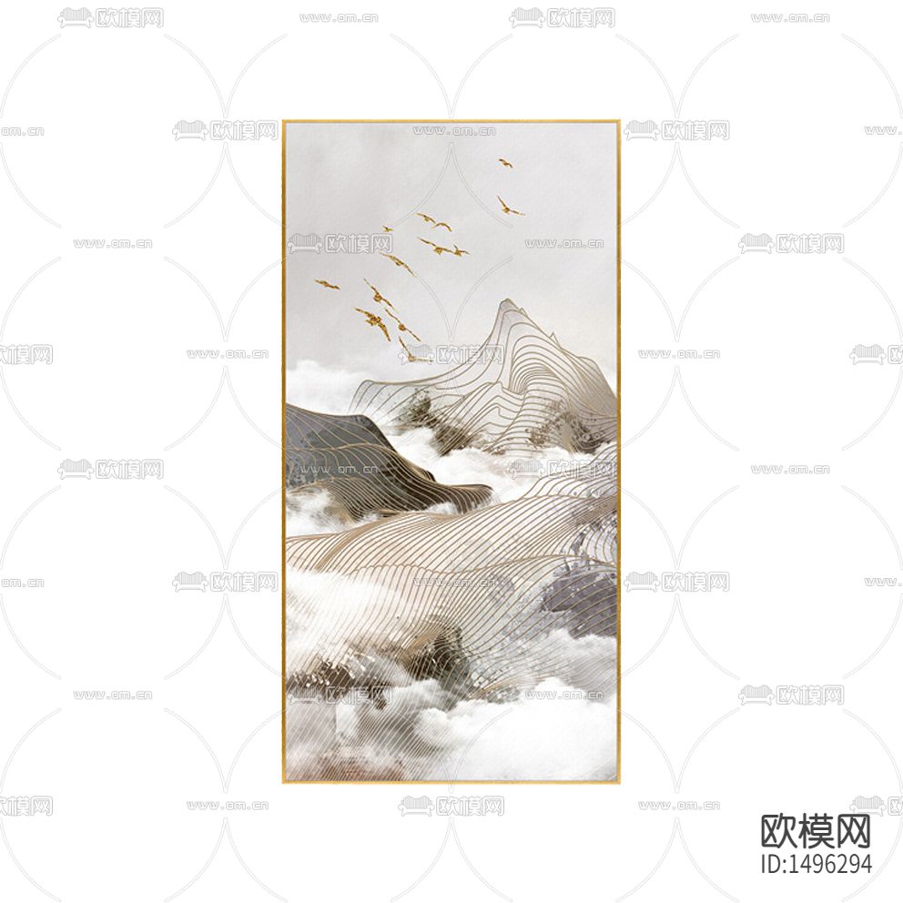 现代创意金线山石纹理装饰画下载