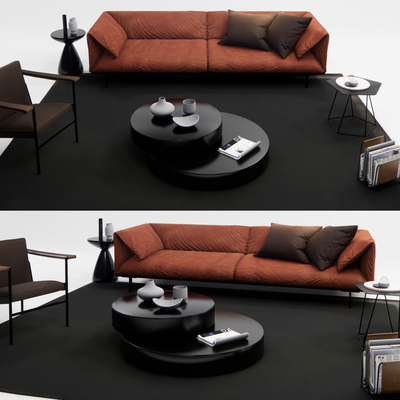  现代布艺组合沙发su模型 