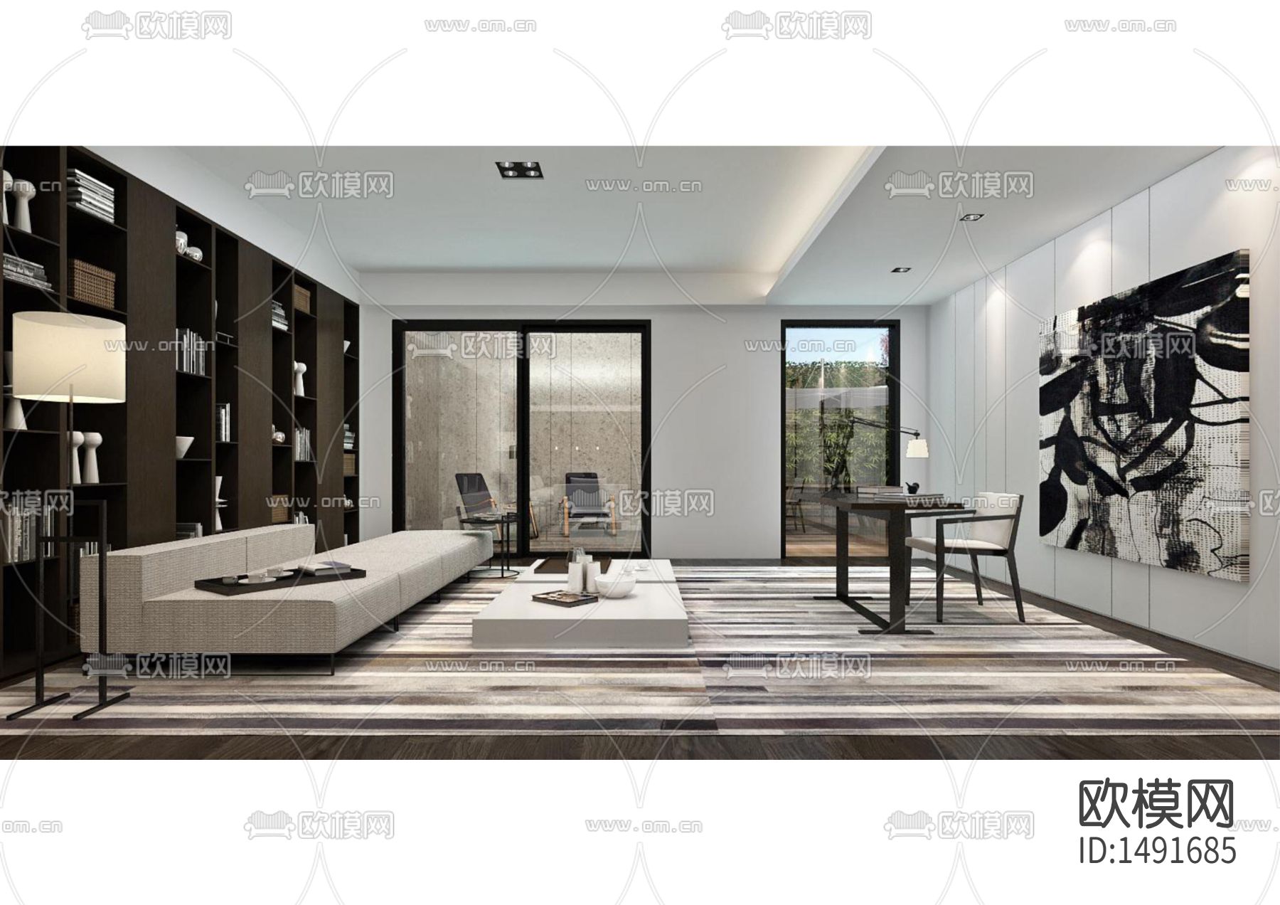 现代样板房cad施工图下载（渲染图5）