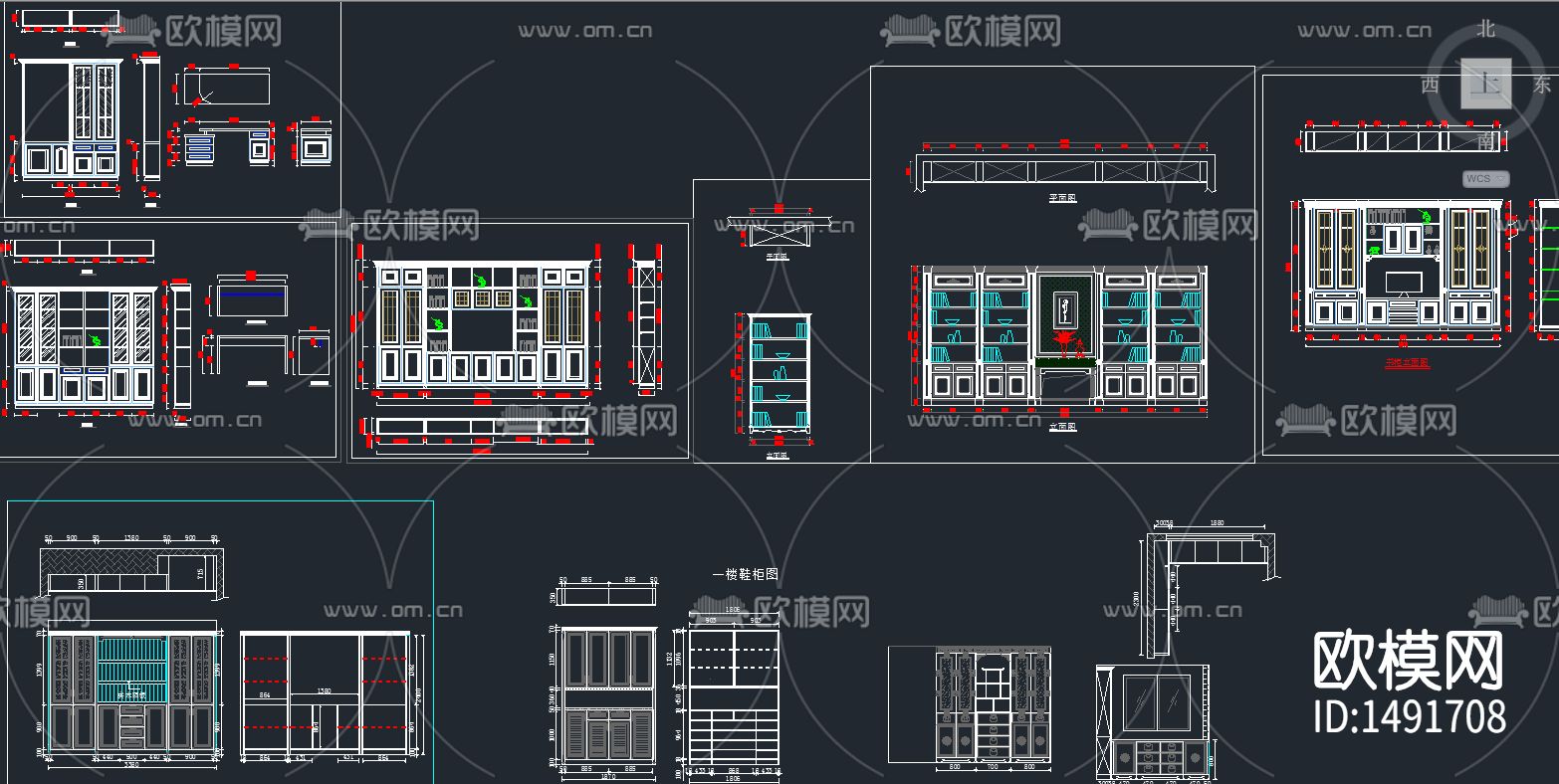 书柜CAD图纸图库