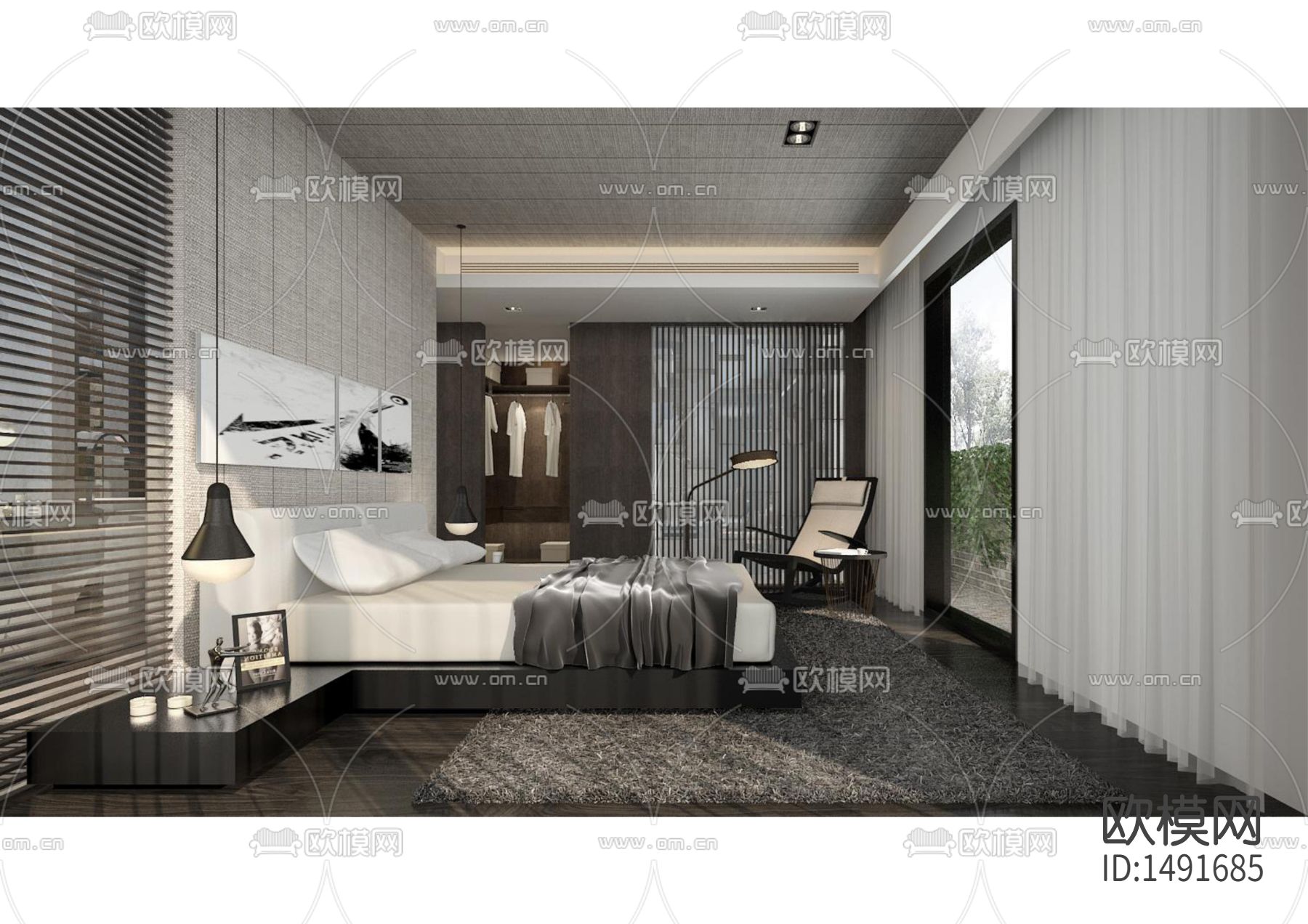 现代样板房cad施工图下载（渲染图8）