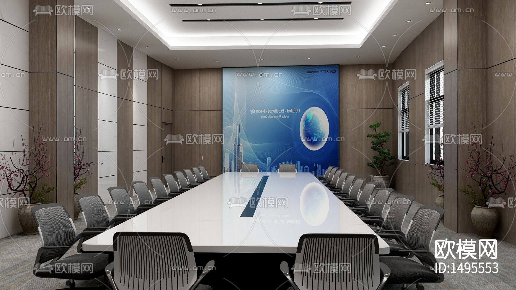 社区党建办公室cad施工图下载（渲染图3）