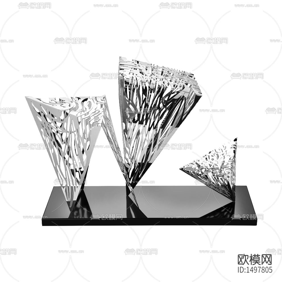 现代轻奢创意异形金属实木烤漆面摆件下载